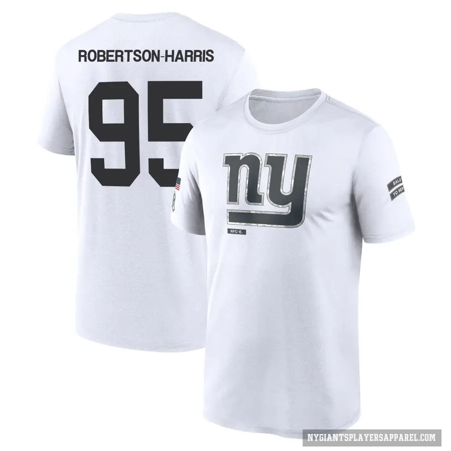 Men's ＃95 Roy Robertson-Harris New York Giants White 2024 Salute to Service Performance T-Shirt