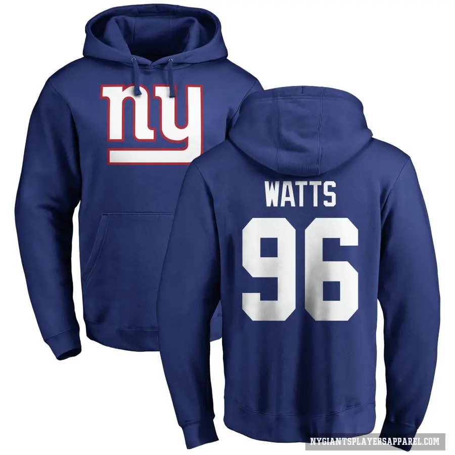 Men's ＃96 Armon Watts New York Giants Royal Pro Line Logo Pullover Hoodie