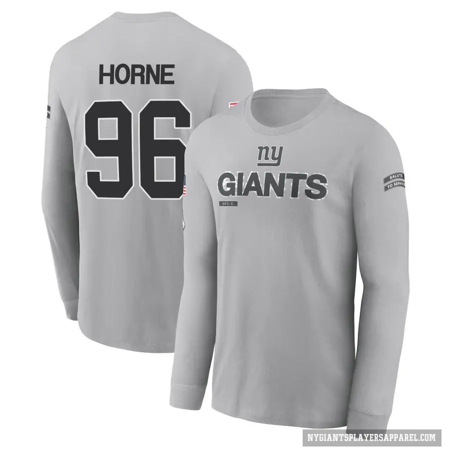 Men's ＃96 Timmy Horne New York Giants Gray 2024 Salute to Service Long Sleeve T-Shirt