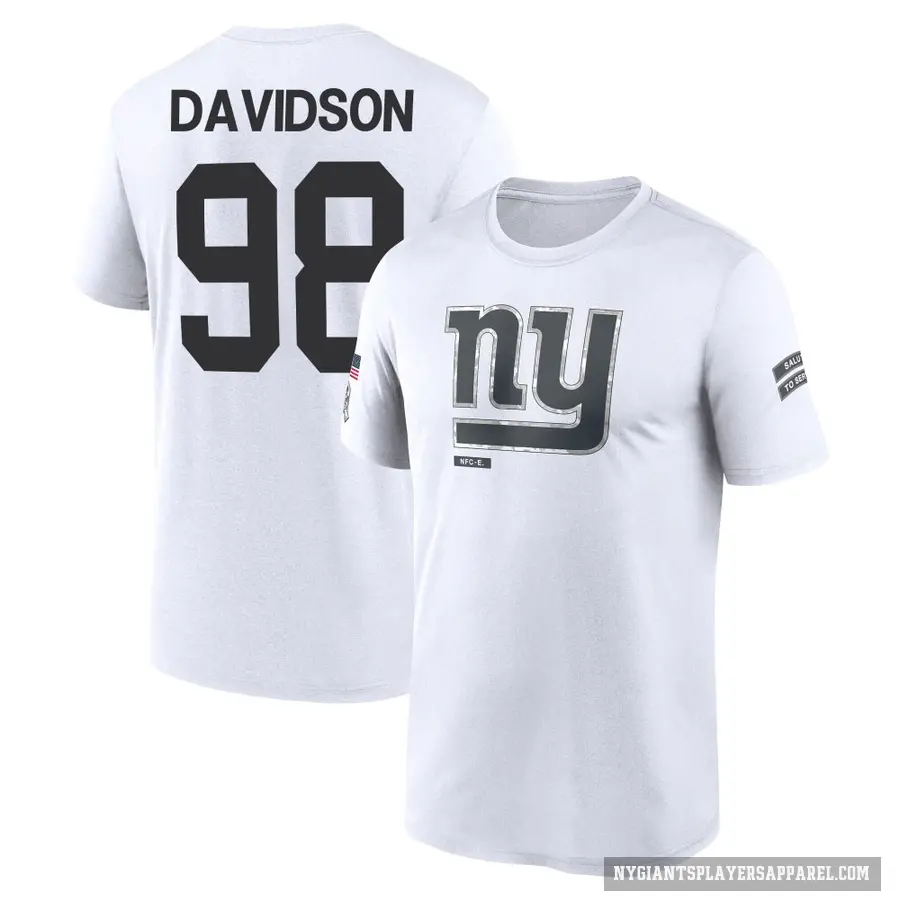 Men's ＃98 D.J. Davidson New York Giants White 2024 Salute to Service Performance T-Shirt