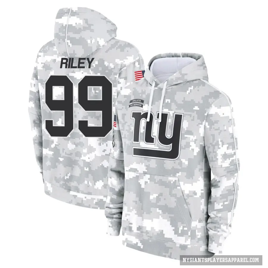 Men's ＃99 Jordon Riley New York Giants Arctic Camo 2024 Salute to Service Club Fleece Pullover Hoodie