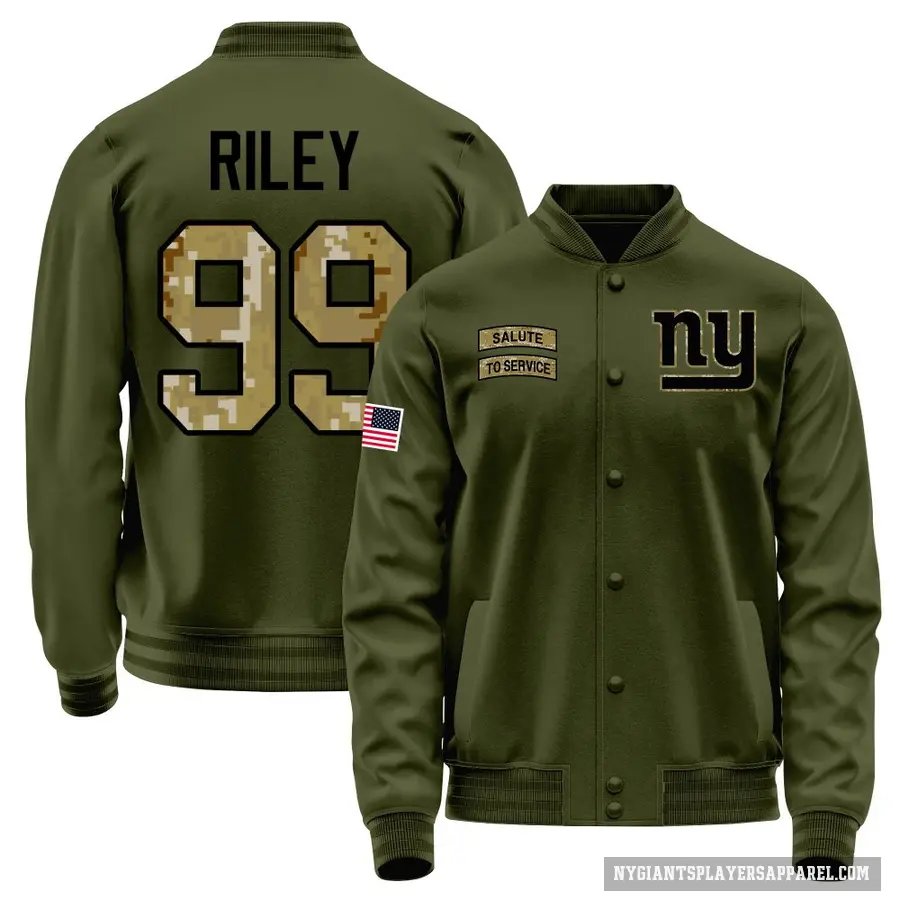 Men's ＃99 Jordon Riley New York Giants Olive Salute to Service Sideline Performance Jacket