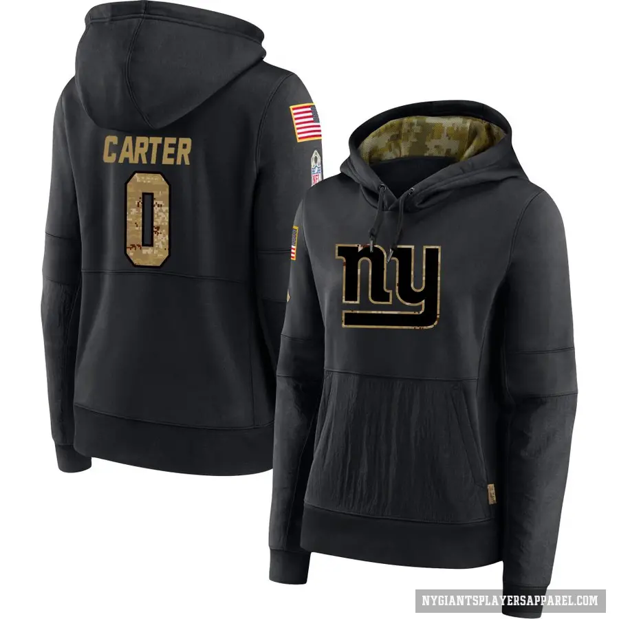 Women's ＃0 Abdul Carter New York Giants Black 2020 Salute to Service Sideline Performance Pullover Hoodie