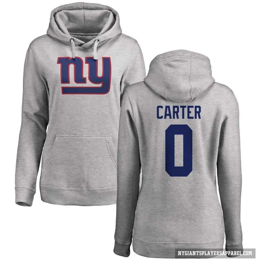 Women's ＃0 Abdul Carter New York Giants Pro Line Ash Name & Number Logo Pullover Hoodie