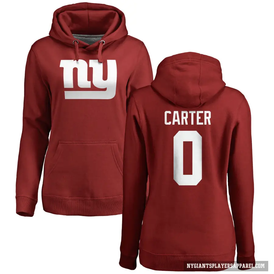 Women's ＃0 Abdul Carter New York Giants Red Pro Line Name & Number Logo Pullover Hoodie