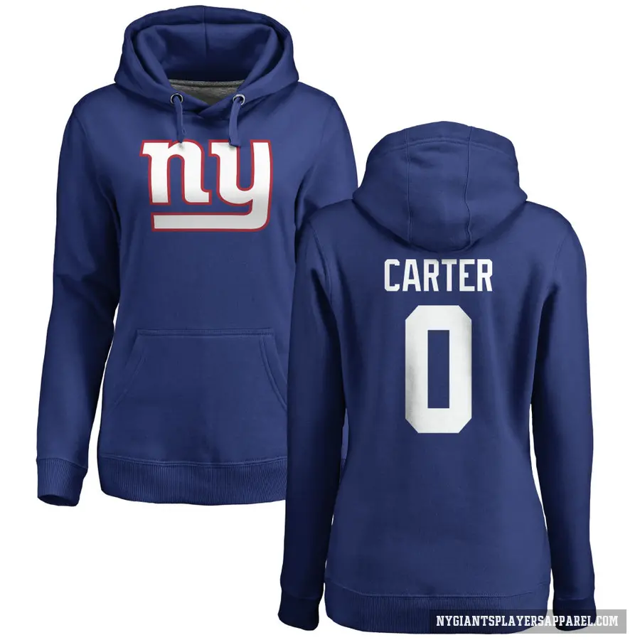 Women's ＃0 Abdul Carter New York Giants Royal Pro Line by Branded Name & Number Pullover Hoodie