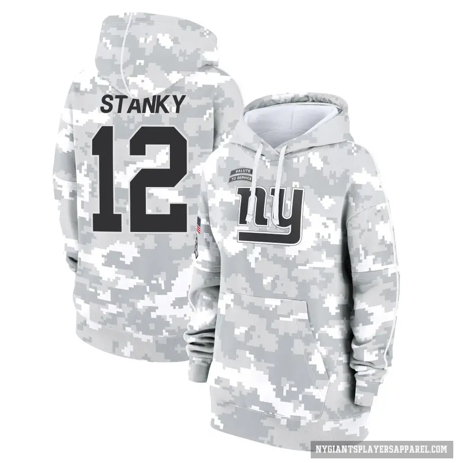 Women's ＃12 Eddie Stanky New York Giants Arctic Camo 2024 Salute to Service Club Fleece Pullover Hoodie