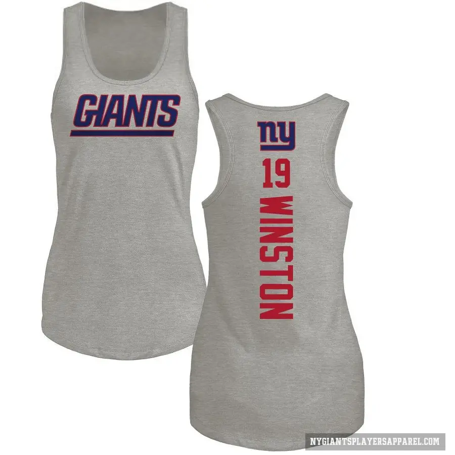 Women's ＃19 Jameis Winston New York Giants Ash Backer Tank Top