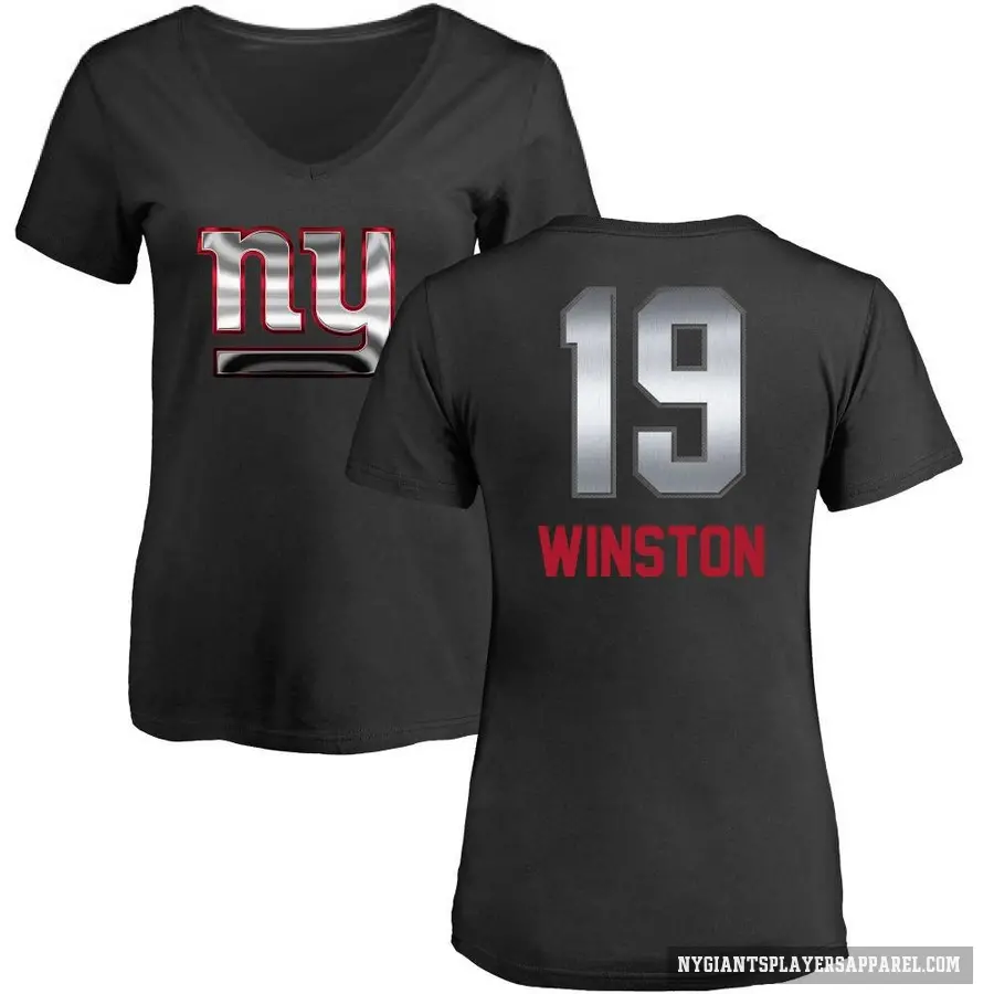 Women's ＃19 Jameis Winston New York Giants Black Midnight Mascot T-Shirt