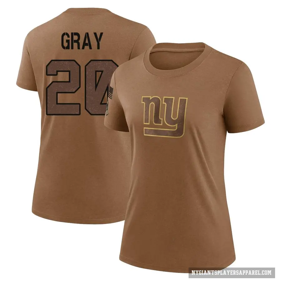 Women's ＃20 Eric Gray New York Giants Brown 2023 Salute To Service Performance T-Shirt