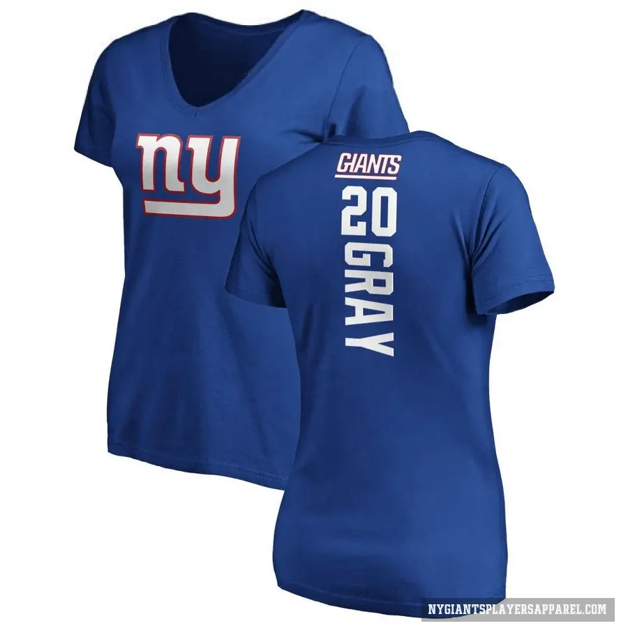 Women's ＃20 Eric Gray New York Giants Gray Backer Slim Fit T-Shirt Royal