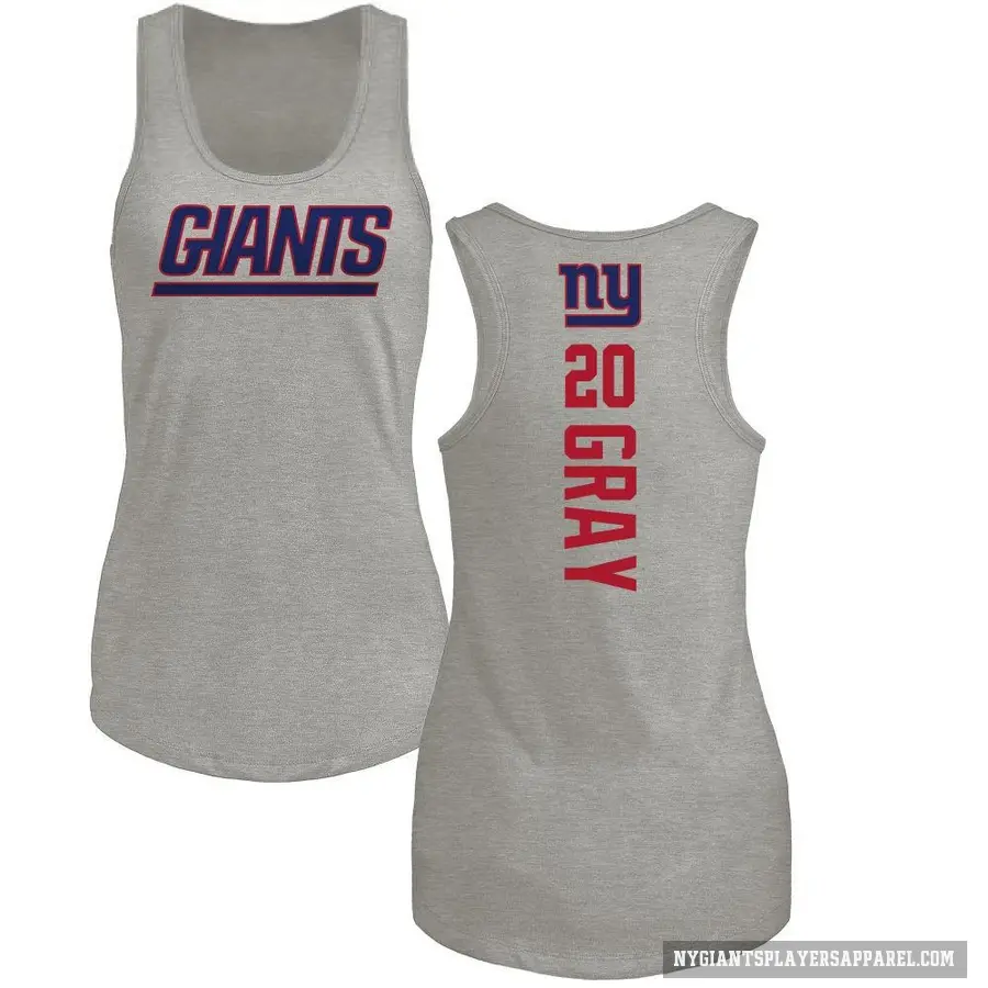 Women's ＃20 Eric Gray New York Giants Gray Backer Tank Top Ash