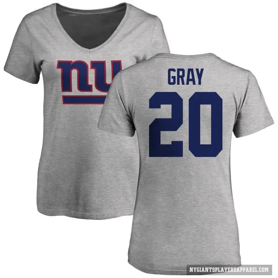 Women's ＃20 Eric Gray New York Giants Gray Logo Slim Fit T-Shirt Ash
