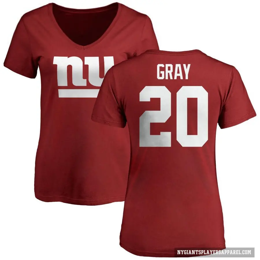 Women's ＃20 Eric Gray New York Giants Red Logo Slim Fit T-Shirt