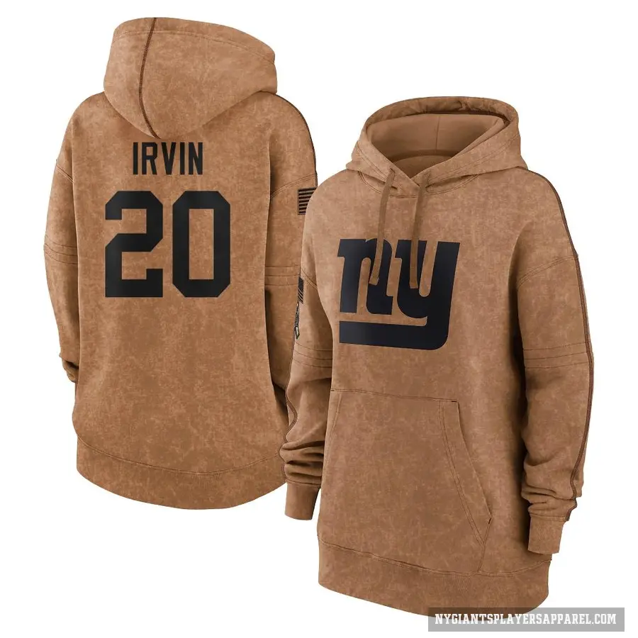 Women's ＃20 Monte Irvin New York Giants Brown 2023 Salute To Service Pullover Hoodie