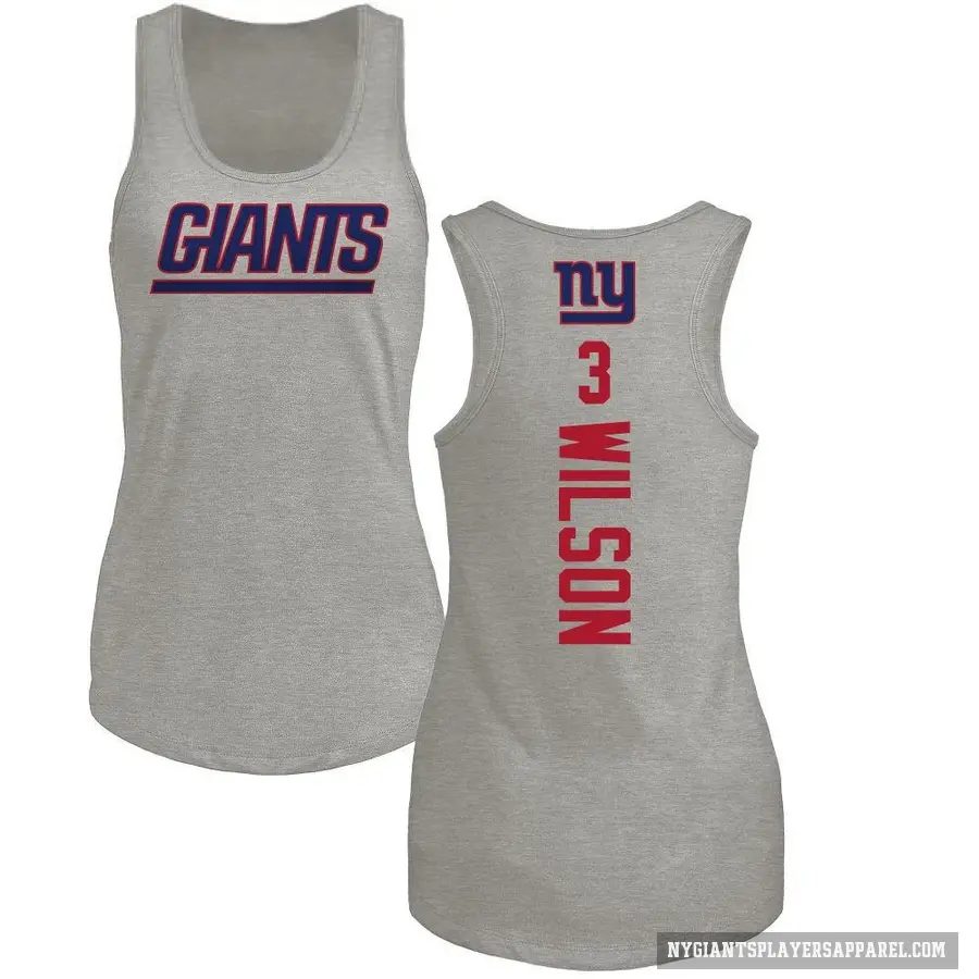 Women's ＃3 Russell Wilson New York Giants Ash Backer Tank Top