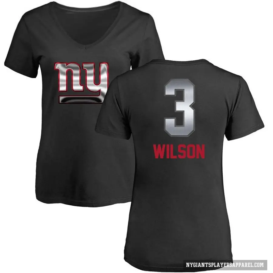 Women's ＃3 Russell Wilson New York Giants Black Midnight Mascot T-Shirt