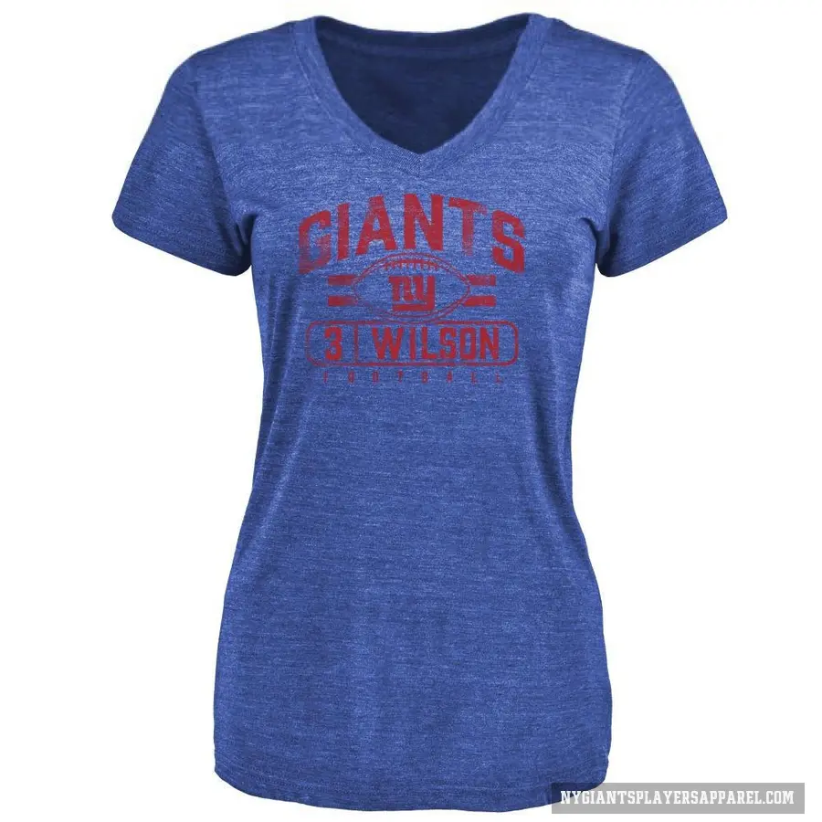 Women's ＃3 Russell Wilson New York Giants Royal Flanker T-Shirt