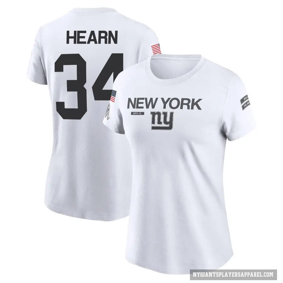 Women's ＃34 Azizi Hearn New York Giants White 2024 Salute to Service Performance T-Shirt