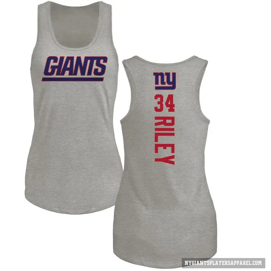 Women's ＃34 Elijah Riley New York Giants Ash Backer Tank Top