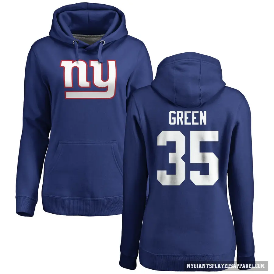 Women's ＃35 Art Green New York Giants Royal Pro Line by Branded Name & Number Pullover Hoodie