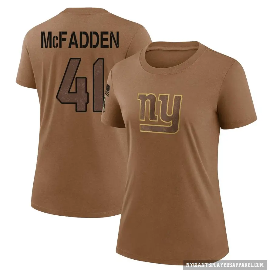 Women's ＃41 Micah McFadden New York Giants Brown 2023 Salute To Service Performance T-Shirt