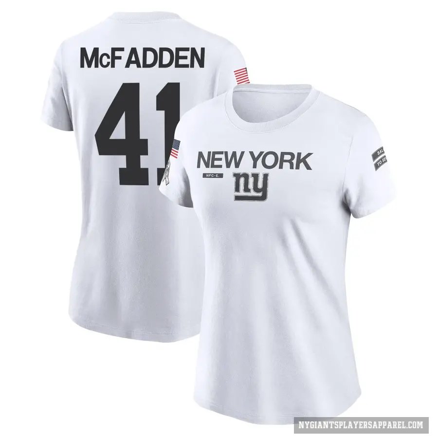 Women's ＃41 Micah McFadden New York Giants White 2024 Salute to Service Performance T-Shirt