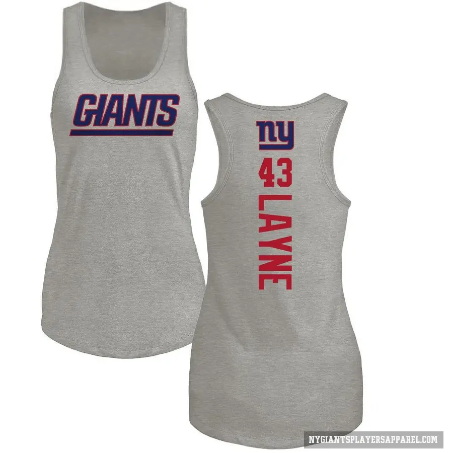 Women's ＃43 Raheem Layne New York Giants Ash Backer Tank Top
