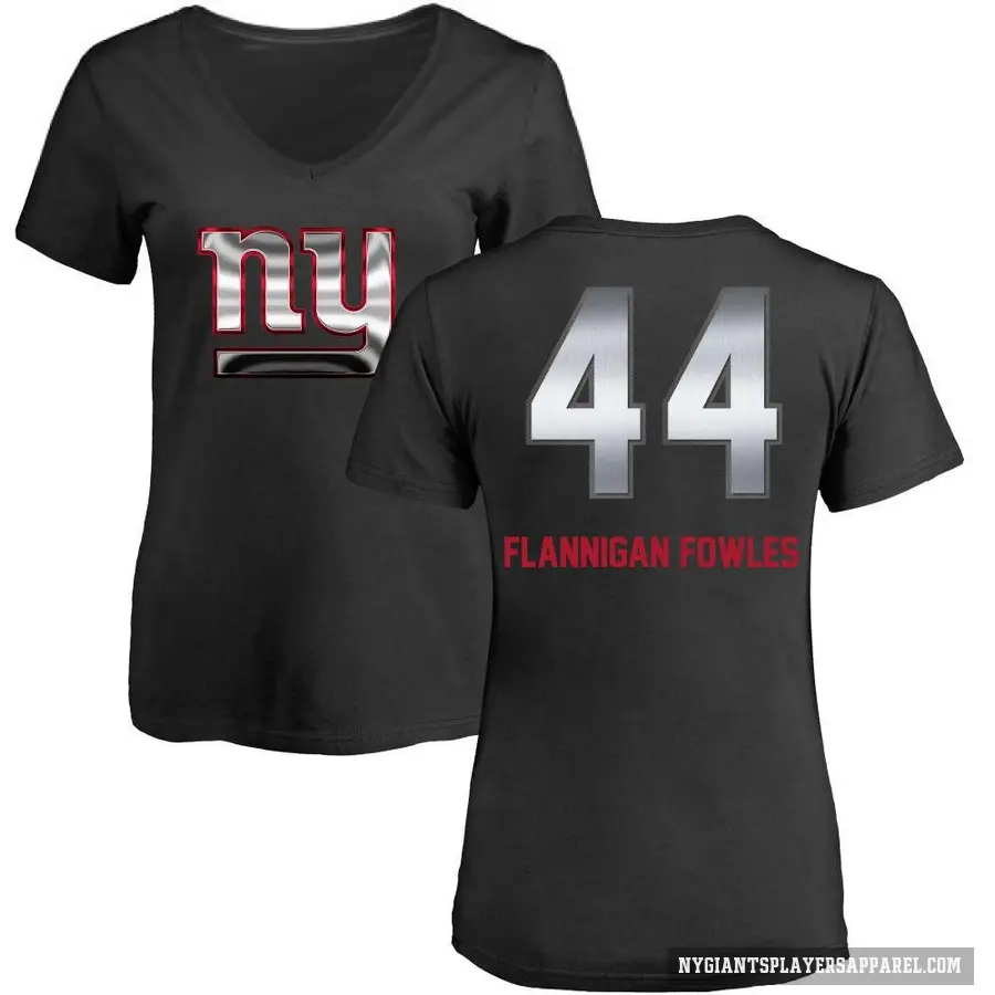Women's ＃44 Demetrius Flannigan-Fowles New York Giants Black Midnight Mascot T-Shirt