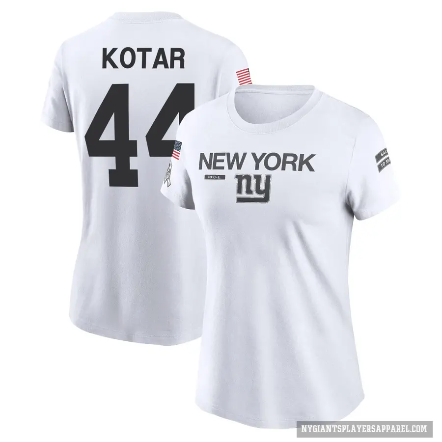 Women's ＃44 Doug Kotar New York Giants White 2024 Salute to Service Performance T-Shirt