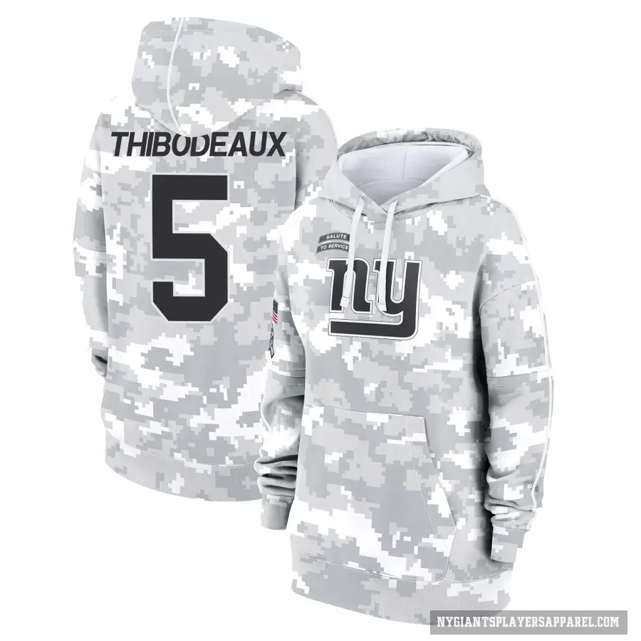 Women's ＃5 Kayvon Thibodeaux New York Giants Arctic Camo 2024 Salute to Service Club Fleece Pullover Hoodie