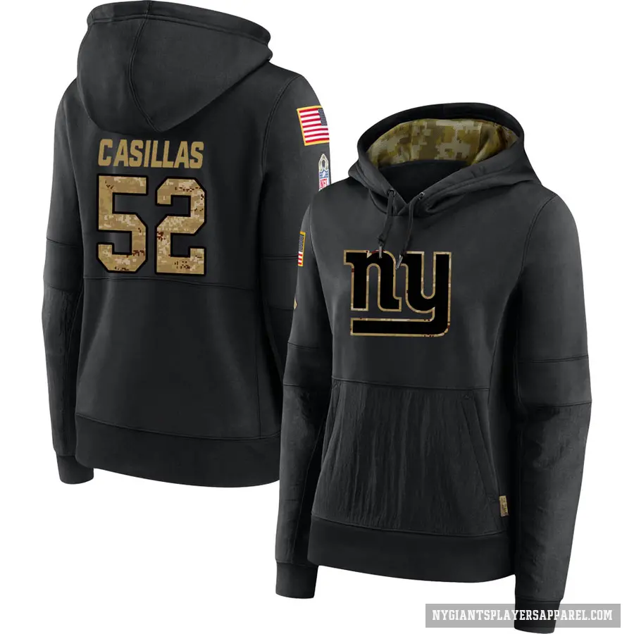 Women's ＃52 Jonathan Casillas New York Giants Black 2020 Salute to Service Sideline Performance Pullover Hoodie