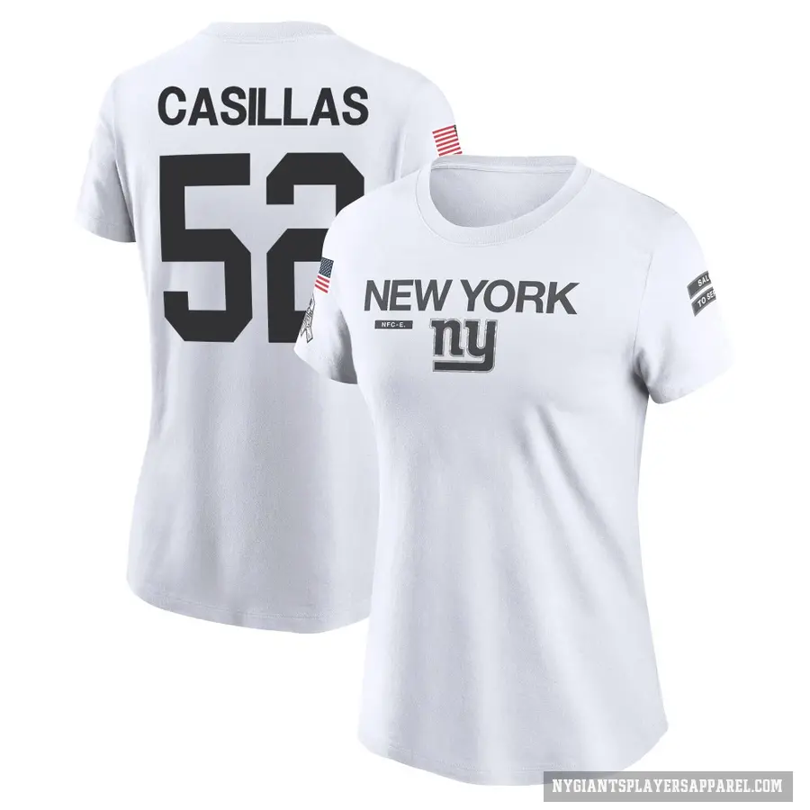 Women's ＃52 Jonathan Casillas New York Giants White 2024 Salute to Service Performance T-Shirt