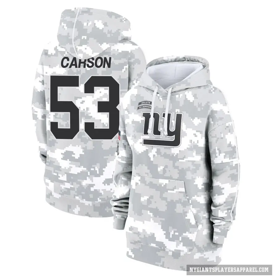 Women's ＃53 Harry Carson New York Giants Arctic Camo 2024 Salute to Service Club Fleece Pullover Hoodie