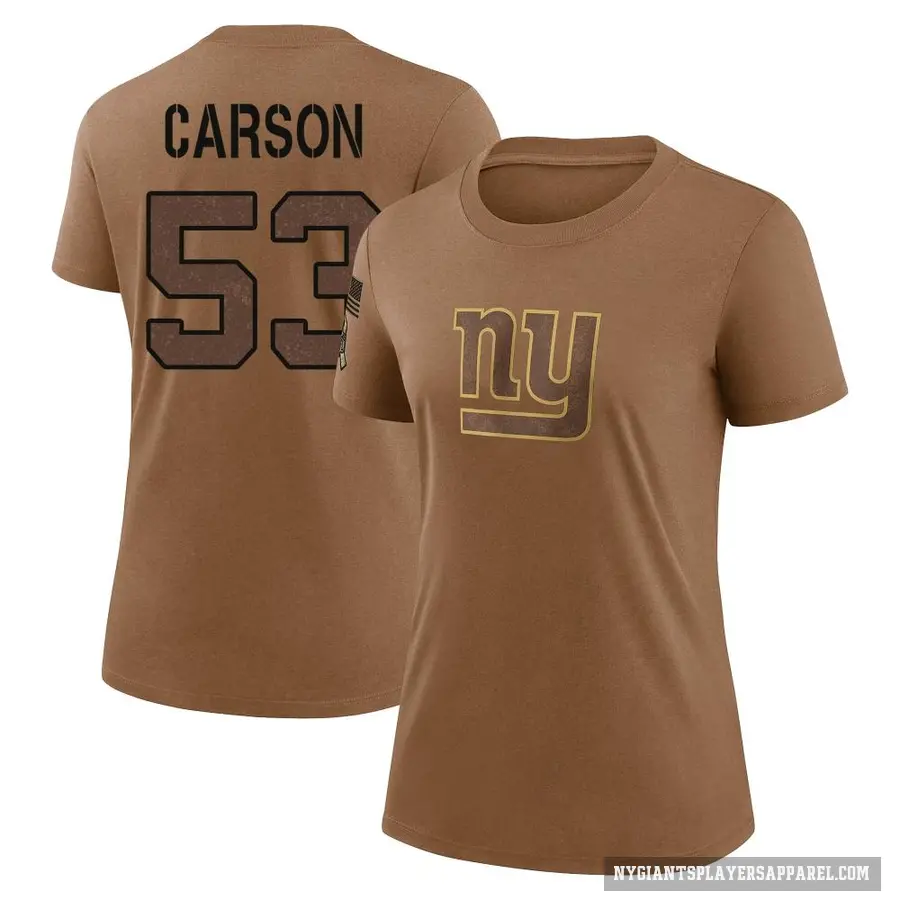Women's ＃53 Harry Carson New York Giants Brown 2023 Salute To Service Performance T-Shirt
