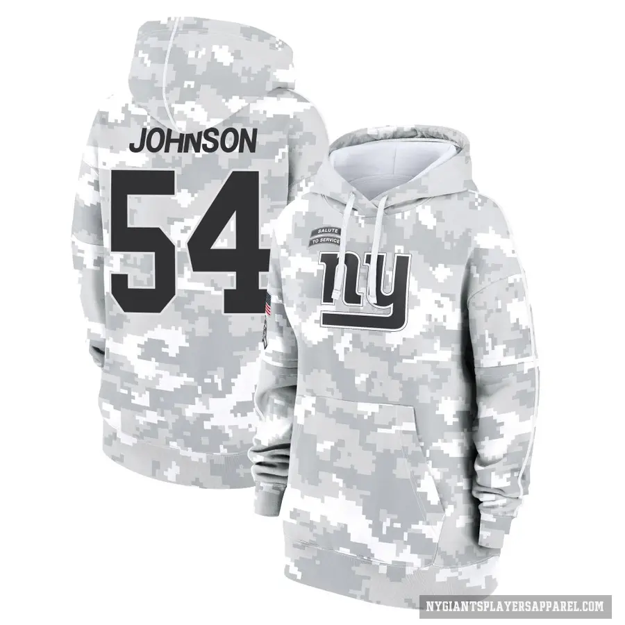 Women's ＃54 Dyontae Johnson New York Giants Arctic Camo 2024 Salute to Service Club Fleece Pullover Hoodie