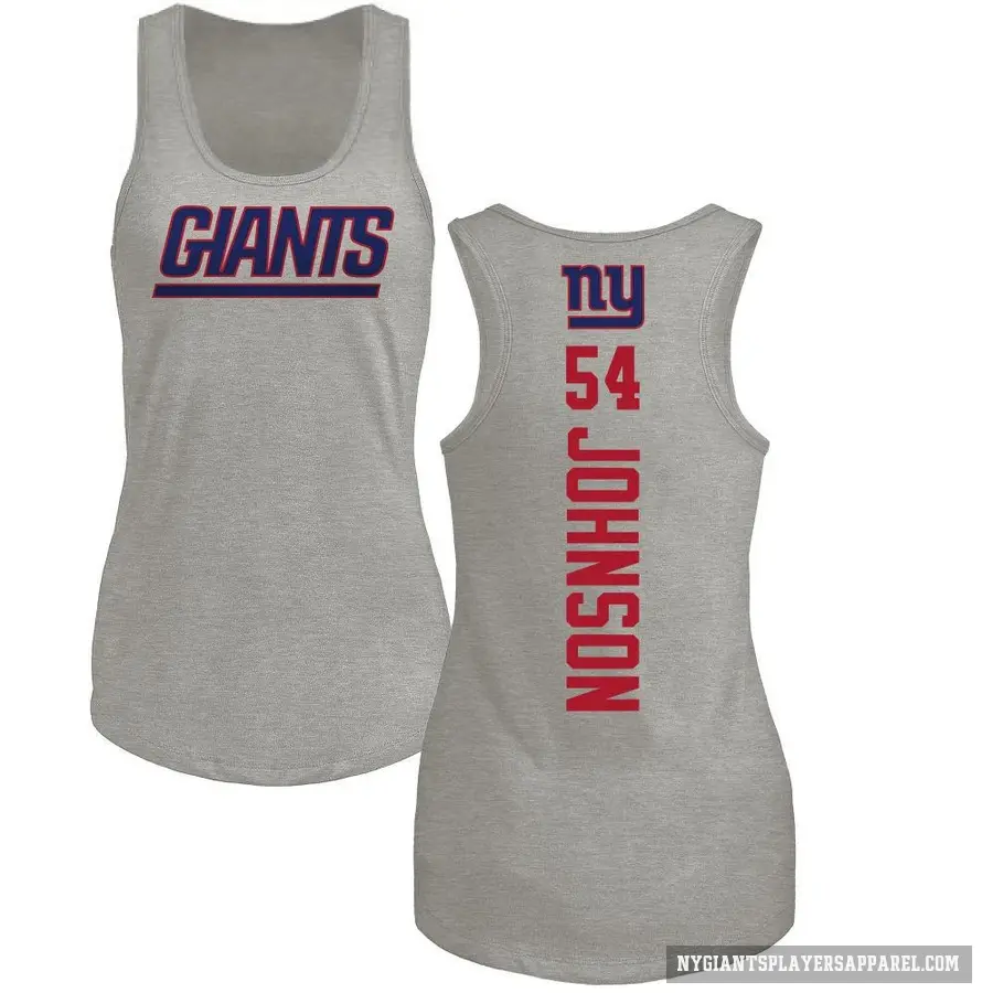 Women's ＃54 Dyontae Johnson New York Giants Ash Backer Tank Top