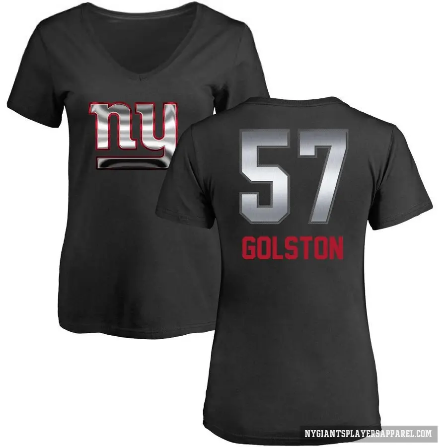 Women's ＃57 Chauncey Golston New York Giants Black Midnight Mascot T-Shirt