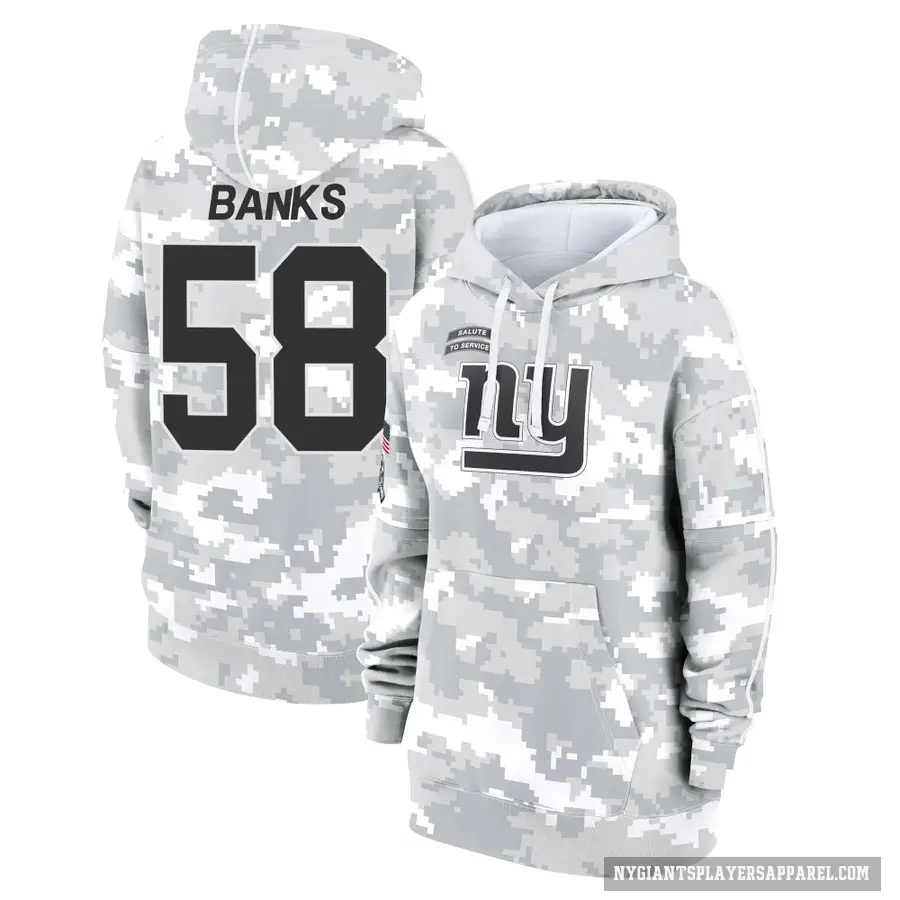 Women's ＃58 Carl Banks New York Giants Arctic Camo 2024 Salute to Service Club Fleece Pullover Hoodie