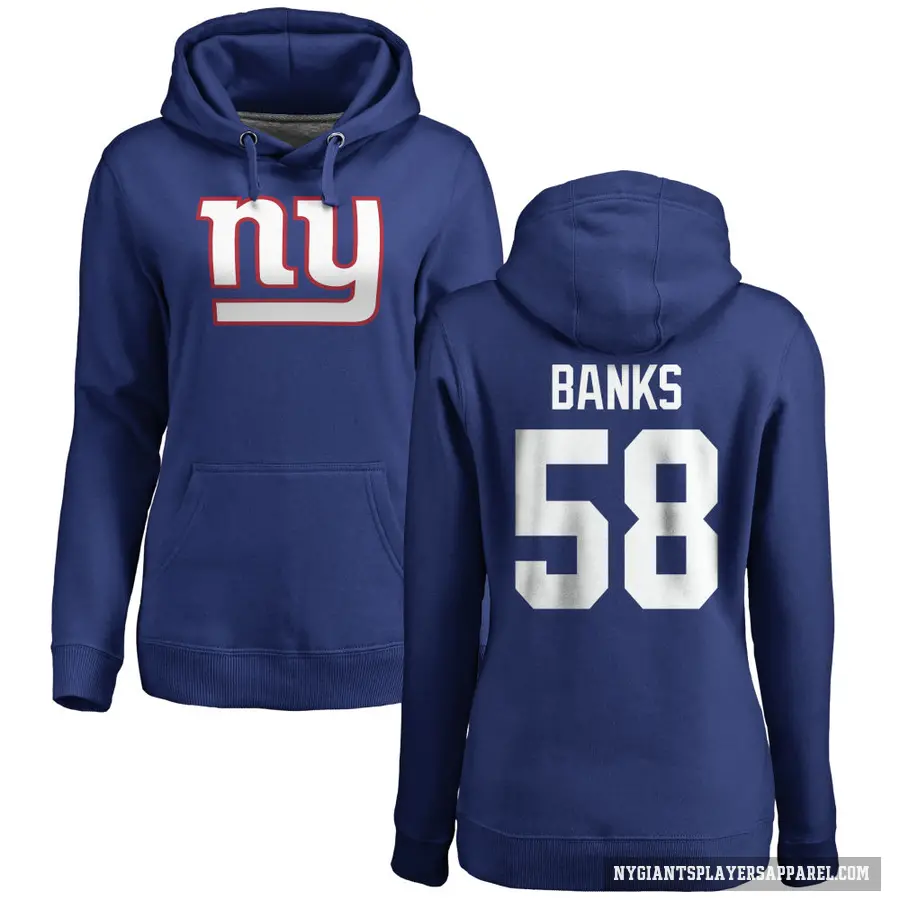 Women's ＃58 Carl Banks New York Giants Royal Pro Line by Branded Name & Number Pullover Hoodie