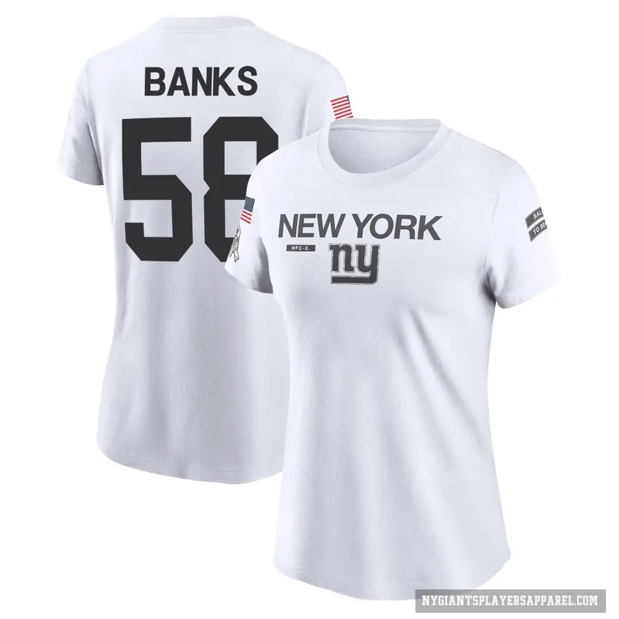 Women's ＃58 Carl Banks New York Giants White 2024 Salute to Service Performance T-Shirt