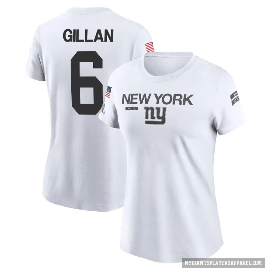 Women's ＃6 Jamie Gillan New York Giants White 2024 Salute to Service Performance T-Shirt