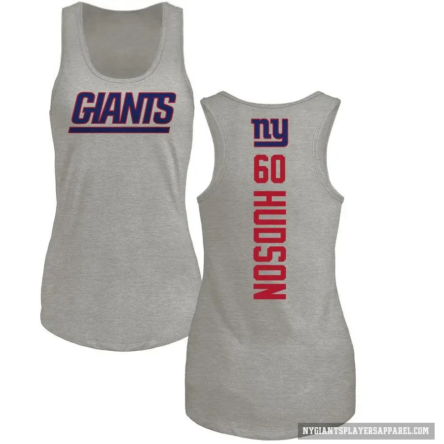Women's ＃60 Bryan Hudson New York Giants Ash Backer Tank Top
