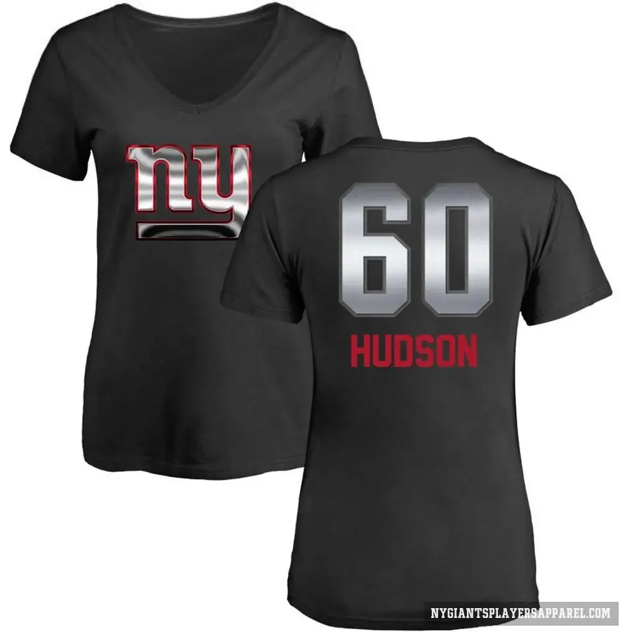 Women's ＃60 Bryan Hudson New York Giants Black Midnight Mascot T-Shirt