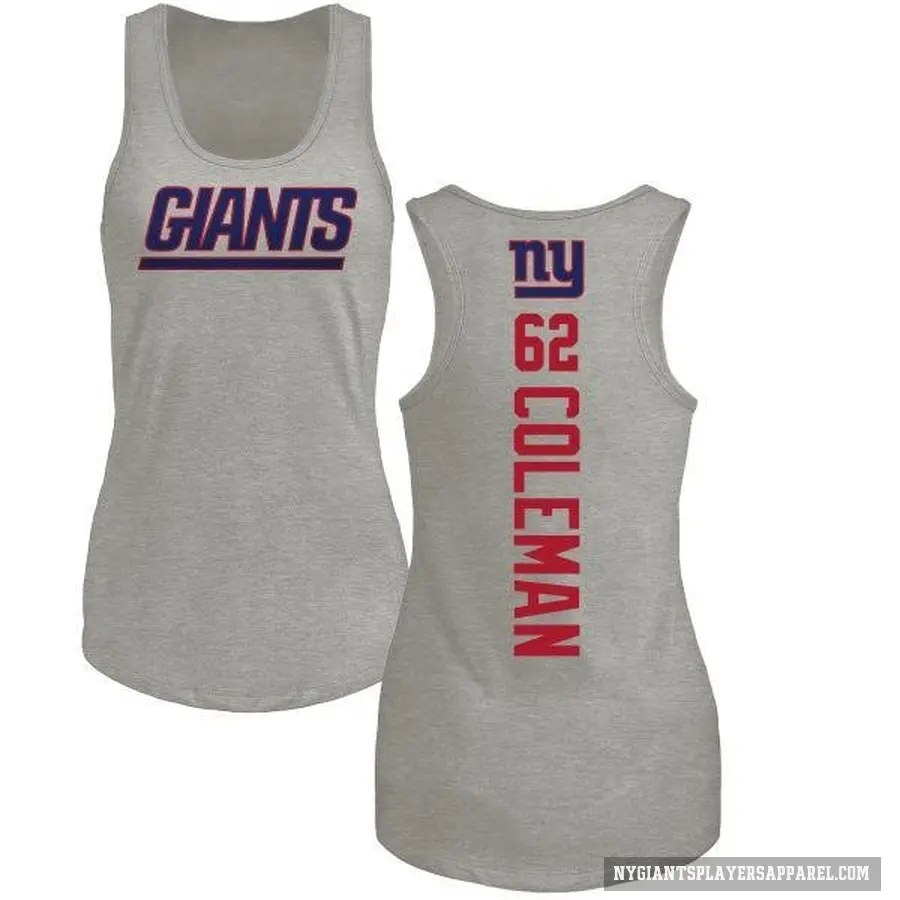 Women's ＃62 Davon Coleman New York Giants Ash Backer Tank Top
