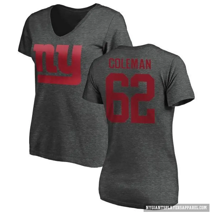 Women's ＃62 Davon Coleman New York Giants Ash One Color T-Shirt