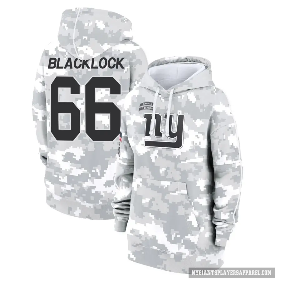Women's ＃66 Ross Blacklock New York Giants Arctic Camo 2024 Salute to Service Club Fleece Pullover Hoodie