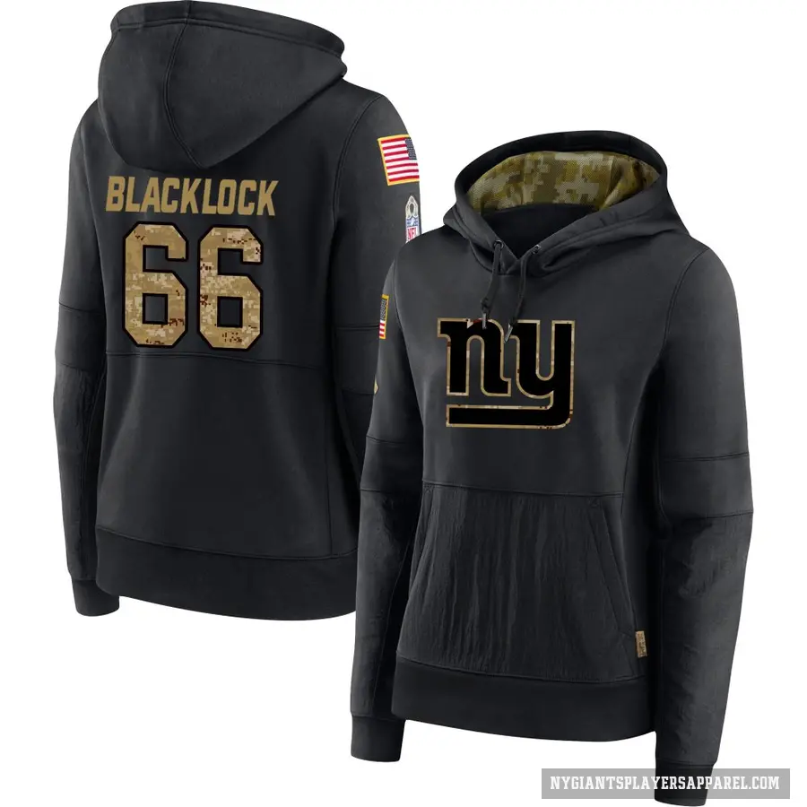 Women's ＃66 Ross Blacklock New York Giants Black 2020 Salute to Service Sideline Performance Pullover Hoodie