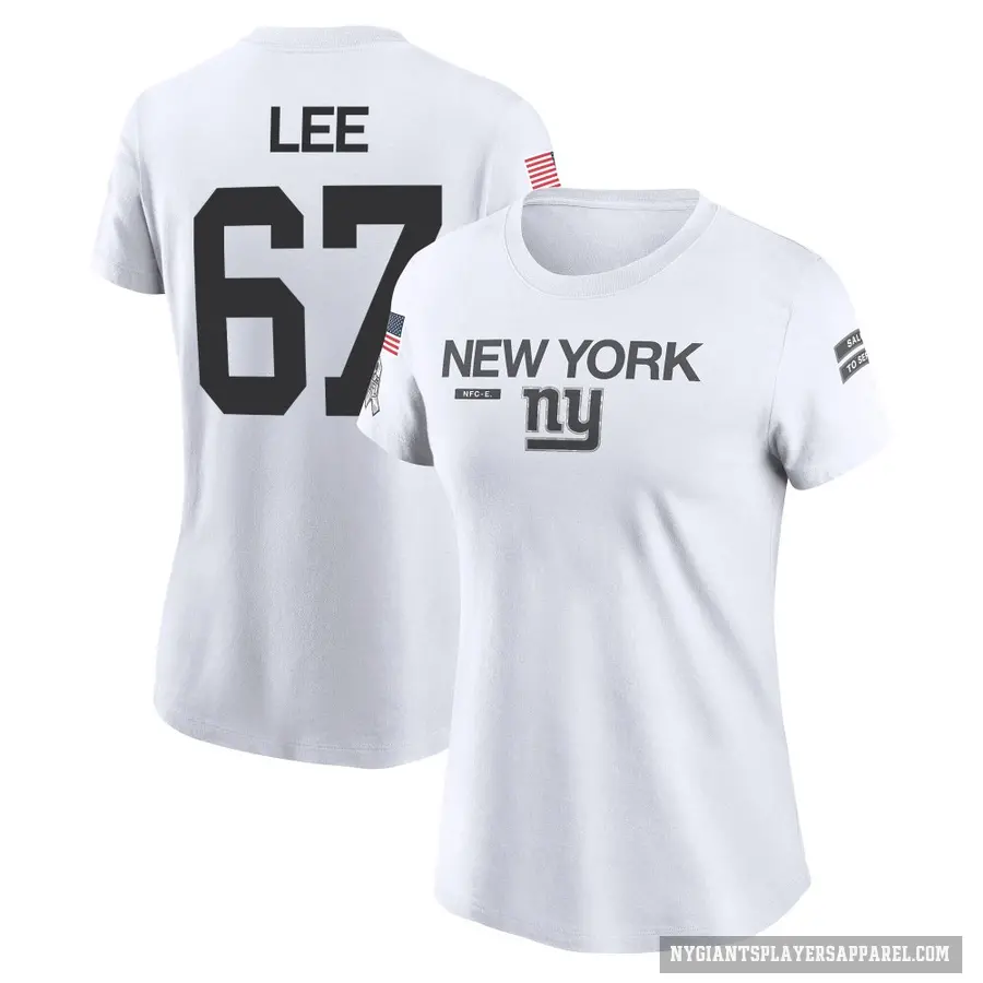Women's ＃67 Ricky Lee New York Giants White 2024 Salute to Service Performance T-Shirt