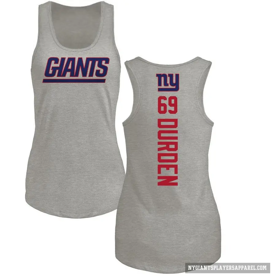 Women's ＃69 Cory Durden New York Giants Ash Backer Tank Top